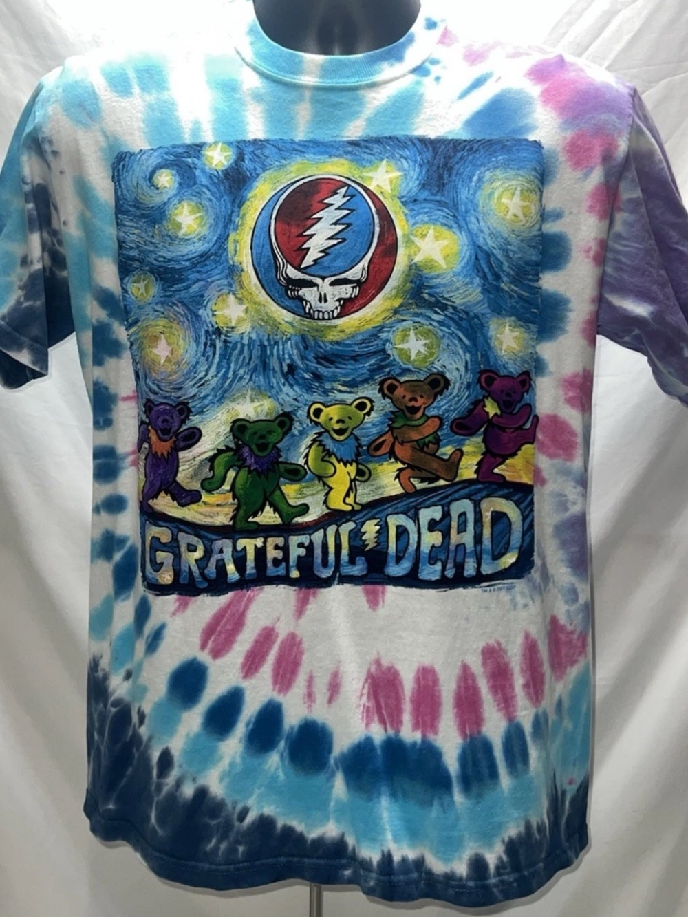 Grateful Dead Tie Dye Colorful T-shirt Size Medium Liquid Blue New